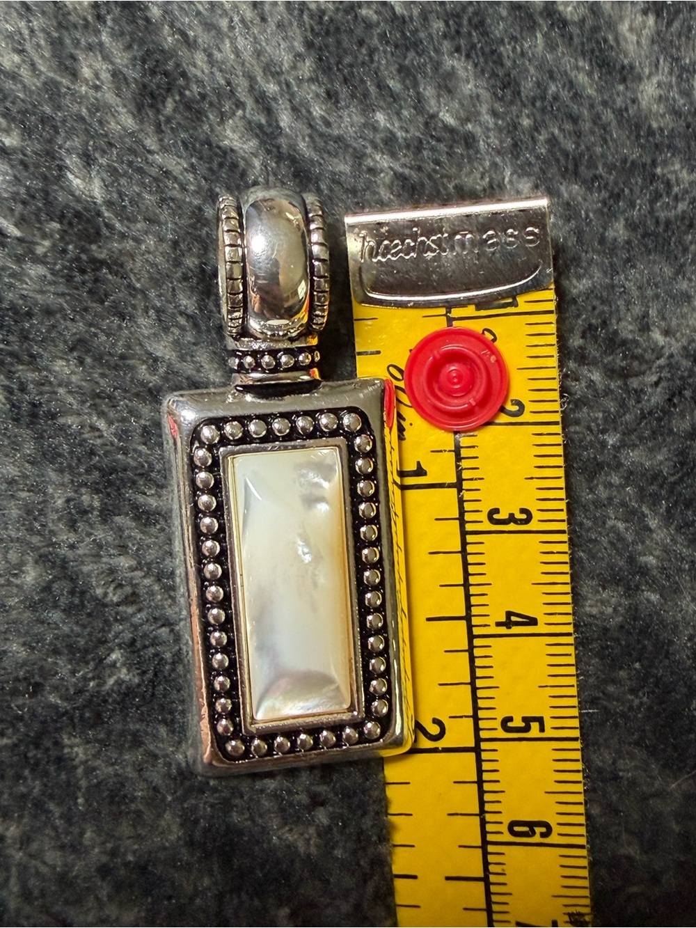 Premier Designs Mother of Pearl Pendant Silver Tone Statement Rectangle Charm - Picture 5 of 7